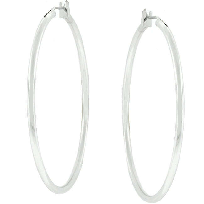 Large Silvertone Finish Hoop Earrings 13$